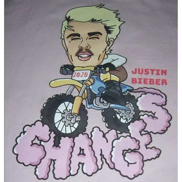 Justin Bieber Tee Shirt H&M Changes Pink 2020 Concert Festival Streetwear Casual - Picture 3 of 7